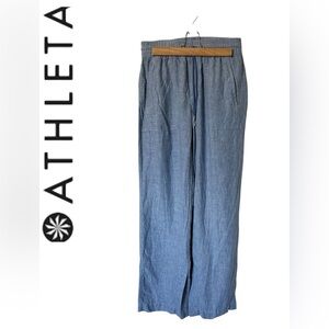 Athleta Linen Blue Wide Leg Pants US 4T